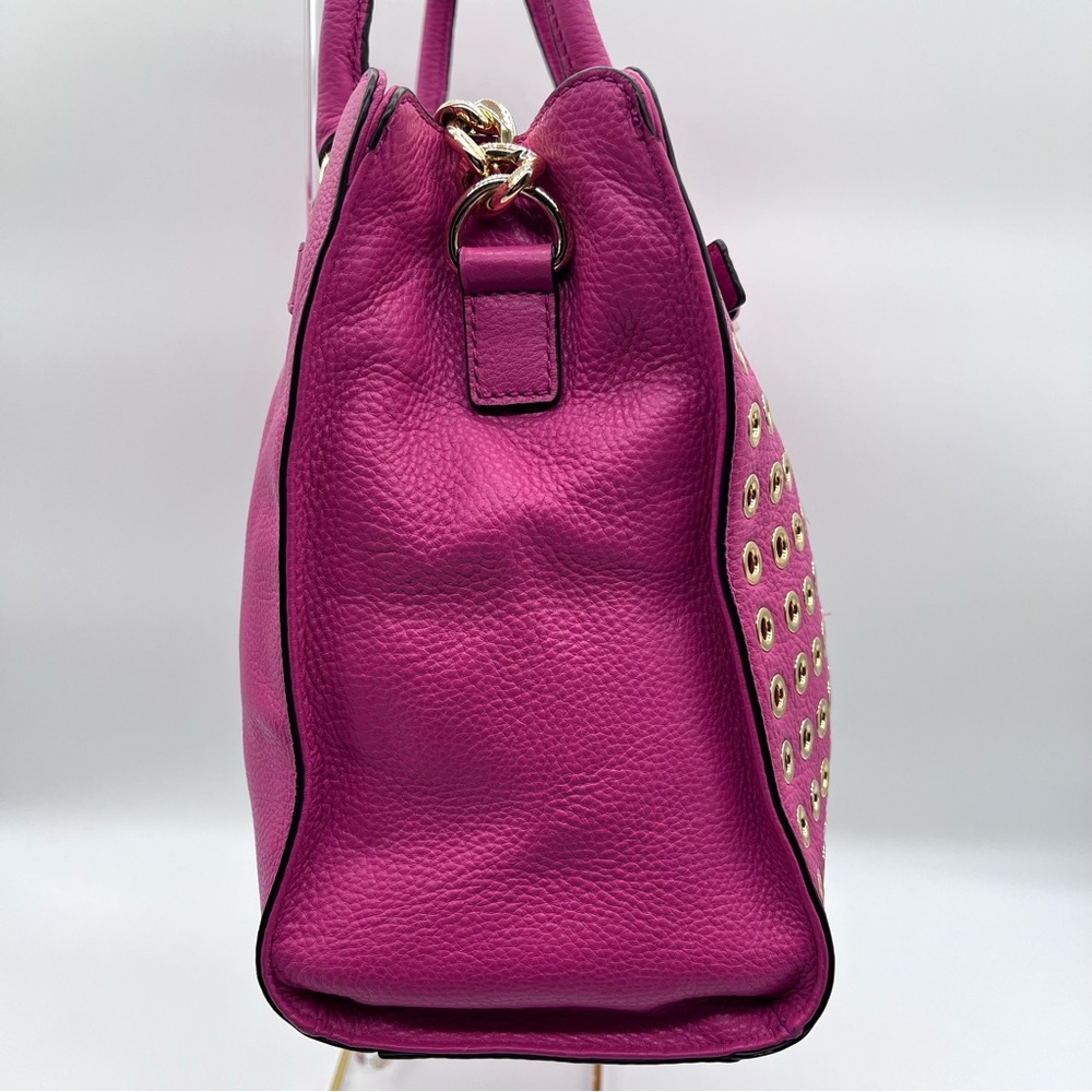 Michael Kors Hamilton Grommet Satchel Hot Pink Leather w/ Dust Bag - Picture 14 of 16